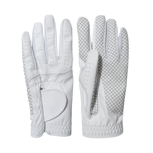 Gants de golf unisexes en cuir Cabretta blanc de qualité supérieure, à doigts entiers, avec patch en silicone imprimé - Product Image 1