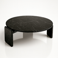 Table basse moderne Duomo - Pierre laquée brillante |   Design rond contemporain fait main avec pieds sculpturaux pour salon