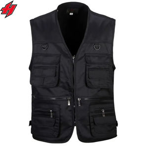 Exportation personnalisée multi-poches pratique pêche randonnée hommes veste sans manches couleur unie hommes extérieur gilet - Product Image 1