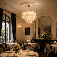 Lustre moderne en verre soufflé à la main de Murano, sur mesure, éclairage de luxe, finition chromée, luminaire suspendu pour hôtel, restaurant