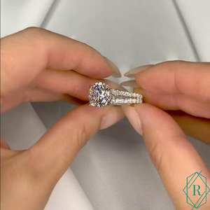 แหวนหมั้นเพชรโมอิสซาไนต์ทรงกลม 3.00 กะรัต ความใส VVS ตัวเรือนเงินแท้แบบแยกส่วน - Product Image 5