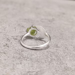 Bijoux en pierre brute Bague pour femme Péridot brut naturel Pierre précieuse Pierre de naissance d'août Noël Croissant de lune Bague en argent sterling 925 - Product Image 5