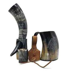 Elegante taza de cuerno natural con agarre cómodo, regalo rústico único para hombres, inauguración de la casa de boda y decoración a la venta - Product Image 2