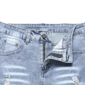 Pantalones cortos de mezclilla desgastados para hombre con logotipo personalizado a la venta 100% algodón casual patrón sólido ropa de calle Estilo Vintage - Product Image 6