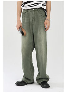 Pantalones de Verano de Nuevo Diseño para Hombre, Jeans Acampanados, Patchwork, Holgados, Estilo Hip Hop, Vaqueros Deslavados, OEM, Personalizados, Transpirables - Product Image 2