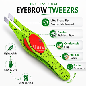 MANAN INSTRUMENTS Pinzas Profesionales Ergonómicas para Cejas de Acero Inoxidable con Punta Inclinada, Herramienta de Precisión para Depilación de Cejas - Product Image 6