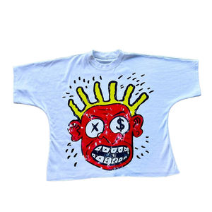 เสื้อยืดผ้าฝ้าย100% คอกลมทรงบ็อกซี่ฟิตไซส์ใหญ่พิเศษลายการ์ตูนเฮฟวีเวต DIY สไตล์สตรีทเสื้อยืดผู้ชายออกแบบโลโก้ได้ตามต้องการ - Product Image 1