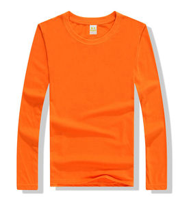 Vente en gros de t-shirt à manches longues pour femmes de haute qualité 100% coton tissu tricoté respirant col en O couleur unie style décontracté - Product Image 6