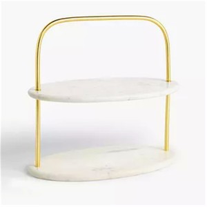 Soportes para Pastel de 2 Niveles, Diseño 2022, Metal Dorado y Mármol, Ecológicos, Venta al por Mayor, Herramientas para Pasteles de Boda y Fiestas - Product Image 3