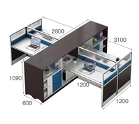 Combinaison moderne et simple de bureau et de chaise Carte d'écran du personnel de bureau Mobilier de poste de travail de bureau d'ordinateur d'employé