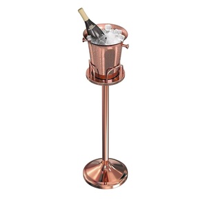 Set Of Two Golden Inner Metal Wine Ice <b>Bucket</b> <b>with</b> <b>Stand</b> Portable <b>Champagne</b> Chiller for Bar Party & Hotel Use - Product Image 2