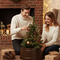 Großer Metall-Weihnachtsbaumkragen, dekorativer Stahlsockel, rustikaler Weihnachtsbaum-Untersetzer, Ständerring für natürliche und künstliche Bäume