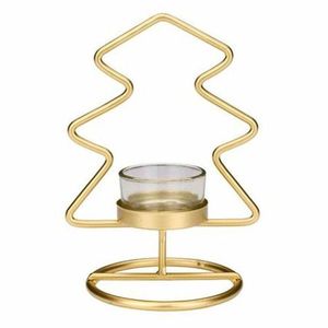 Portavelas decorativo navideño de metal estilo granja rústica con un encantador acabado envejecido para un ambiente acogedor de temporada - Product Image 1