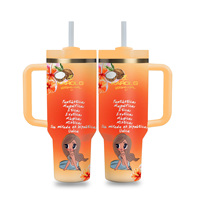 Gobelets isothermes sous vide 40 oz avec logo personnalisé Singer, dégradé or-orange-rouge, ensemble cadeau de tasses premium