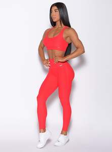 Dernier legging à chevron rouge flamme avec logo personnalisé leggings respirants à coupe parfaite nouveau leggings de gymnastique à la mode pour femmes vêtements de sport - Product Image 3