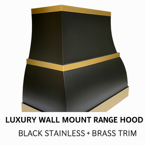 <span class=keywords><strong>Hotte</strong></span> de cuisine en acier inoxydable <span class=keywords><strong>noir</strong></span> mat conique avec garniture en laiton, montage mural encastré pour cuisines de villas de luxe - Product Image 1