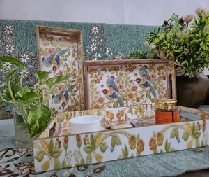 Plateau de service en bois, imprimé émail, MDF, vaisselle de table, article décoratif, taille personnalisée, meilleur plateau en bois 2 pièces à vendre - Product Image 2