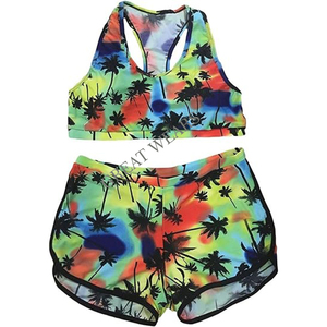 ชุดว่ายน้ำแทนกินี่พิมพ์ลายเสือดาว2ชิ้นสำหรับผู้หญิงชุดว่ายน้ำควบคุมหน้าท้องพร้อมสปอร์ตบรากางเกงขาสั้นลายตัวอักษร - Product Image 5