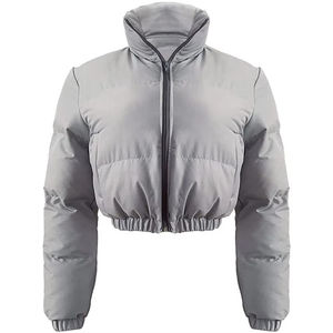 New 2026 Wholesale Winter Breathable Customized <b>Women's</b> <b>Puffer</b> <b>Jacket</b> Waterproof Windproof Short <b>Crop</b> Top Hooded Polyester/Nylon - Product Image 1