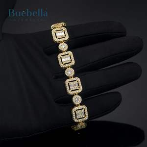 13mm 18K <b>Solid</b> Gold Iced Out Tennis <b>Bracelet</b> for Men High Quality Hip Hop Style Baguette & Round Cut Moissanite Jewelry - Product Image 2