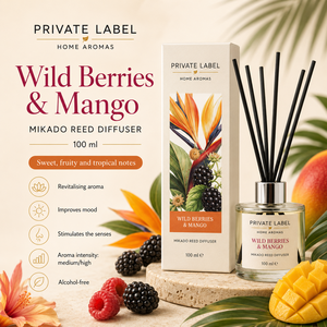 Private Label Wild Berries & Mango Botanical <b>Reed</b> <b>Diffuser</b> 100ml OEM | Alcohol Free Mikado Home Fragrance | Spain EU - Product Image 2