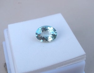 พลอยอความารีนธรรมชาติอัญมณีทรงหลวมขนาด9x7มม. ตัดรูปไข่สีฟ้าสวยงาม - Product Image 1