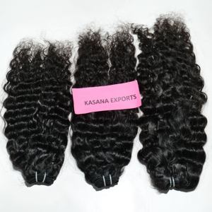 Paquet vierge brut couleur naturelle femmes noires temple indien cuticule aligné machine double trame extensions de cheveux humains à ondes profondes - Product Image 5