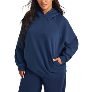 Sudadera Corta con Capucha de Manga Larga, Estilo Casual, Lavado Ácido Azul Marino, Logotipo Personalizado, Ropa de Calle de Invierno para Mujer, Venta al Por Mayor - Product Image 1