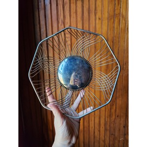Vintage Mid-Century Modern Hexagon Swirly <b>Metal</b> Fruit <b>Basket</b> Pewter Decorative <b>Storage</b> <b>Basket</b> - Product Image 5
