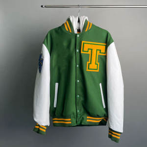 Veste universitaire personnalisée pour homme, veste de baseball d'hiver, bomber, manches en cuir, logo brodé, streetwear. - Product Image 4