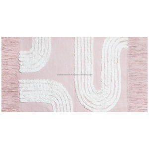 Tapis tufté à la main en coton de style bohème décor de salon tapis brodé de sol fabriqué en inde - Product Image 5