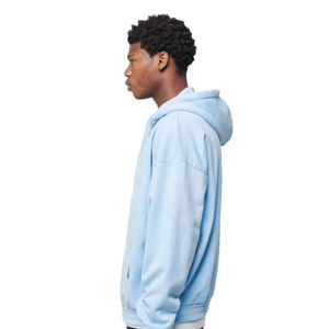 Fabricante personalizado 400gsm peso pesado Sun Fade Crop Boxy cremallera Vintage apenado bordado parche hombres ácido lavado Zip up Hoodie - Product Image 3