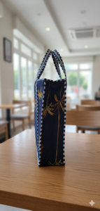 Bolso Tote Azul Vintage Bohemio para Dama, con Estampado Floral, Forro de Lona de Algodón, Ligero, para Viajes de Verano e Invierno - Product Image 4