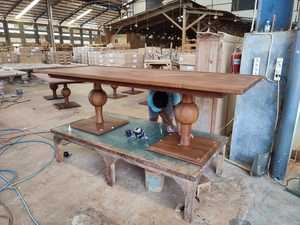 Mesa de comedor de teca ovalada Rectangular de 6 plazas de lujo escandinavo, mesas de cocina de granja de madera para interiores y exteriores, minorista de sala de exposición - Product Image 5