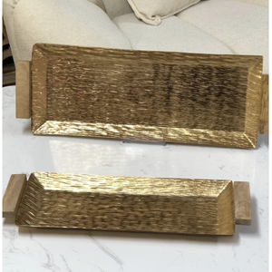 ถาดเสิร์ฟช็อคโกแลตแบบมีพื้นผิวทำจากอลูมิเนียมเคลือบทองสำหรับงานเลี้ยงงานแต่งงานและที่เสิร์ฟกาแฟ - Product Image 4