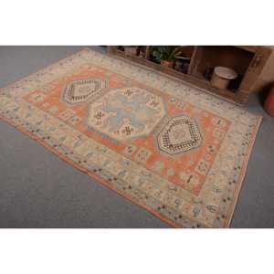 Vintage turc 5x7.5ft tapis classique Orange bleu Patchwork Design laine matériel Latex Rectangle couloir pour les grandes chambres - Product Image 3