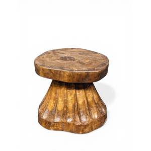 Naga Tribal Solid Wood <b>Stool</b> Handmade Traditional Rustic <b>Ottoman</b> with Tufting Stackable for Seating in Bedroom or Hospital - Product Image 4