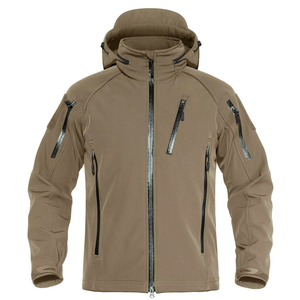 Chaquetas Softshell deportivas personalizadas para hombre, abrigos para acampar al aire libre, chaqueta térmica impermeable de carcasa suave con capucha, ropa de trabajo - Product Image 1