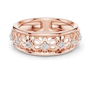 Anillo de Filigrana con Diamante de Laboratorio de 0.082 CT para Mujer, Claridad VVS-VS EF, Oro de 18KT, 14KT, 10KT y Plata 925, Oro Rosa, Amarillo - Product Image 3