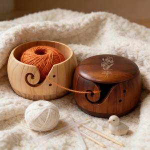 Cuenco de Hilo de Madera Simple, Portátil y Decorativo, Hecho a Mano, para Tejer a Crochet |   Portahilos en Espiral de Madera Natural Ecológico y Duradero - Product Image 3