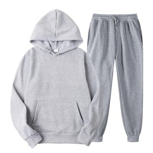 Survêtement à capuche personnalisé pour hommes, vêtements de sport d'entraînement 100% coton, ensemble de jogging deux pièces - Product Image 1