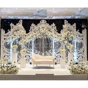 Tendance décoration de scène de mariage canadien mariage asie conception de porte de mariage cadre scène thème blanc réception décoration de scène - Product Image 1