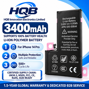 Batería de Repuesto para Teléfono con Logotipo Personalizado OEM para iPhone 14 Pro 15 16 17 18, Alta Calidad, Nueva, 0 Ciclos, Suministro al por Mayor - Product Image 1