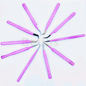 Pince à cils pailletée en acier inoxydable avec logo personnalisé, outil pour extensions avec pointe de volume, design de précision durable, vente en gros - Product Image 2