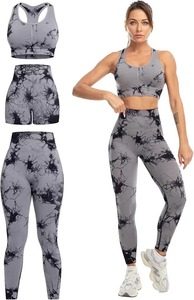 Tenue de yoga et de fitness pour femmes, style streetwear, respirante, imprimée, automne-hiver, soutien-gorge de sport sans couture, leggings en spandex/polyester - Product Image 4