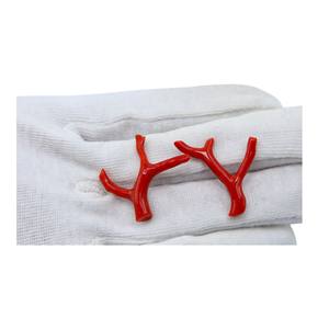 Combina un par de Coral rojo italiano Natural en forma de palo Coral pulido áspero para hacer joyas Piedra preciosa de Coral de calidad rara - Product Image 1