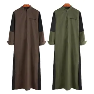 Thobe Arab Polyester người đàn ông thobe vải saudi arabia tùy chỉnh thiết kế thobe saudi người đàn ông hồi giáo quần áo tùy chỉnh hồi giáo ngực đóng cửa