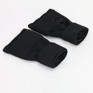 Gants de boxe intérieurs professionnels 2026 en tissu tissé noir avec rembourrage en gel et longue sangle de poignet, accessoires de boxe - Product Image 1