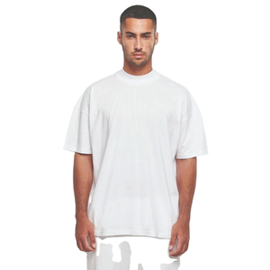 100% algodón 280 Gsm peso pesado Unisex de gran tamaño cuello redondo Camiseta suave estilo de calle en blanco para hombres patrón sólido - Product Image 2