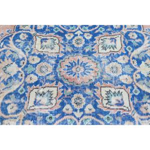 Alfombra Vintage, Alfombra Grande de 6.7x9.6 pies, Alfombra de Lana Azul y Rosa - Product Image 5